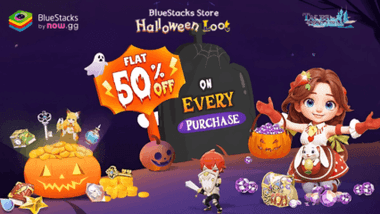 Mach dich bereit für den BlueStacks Store Halloween Loot: Fette 50 % Rabatt auf jeden Einkauf in Tales of Terrarum!